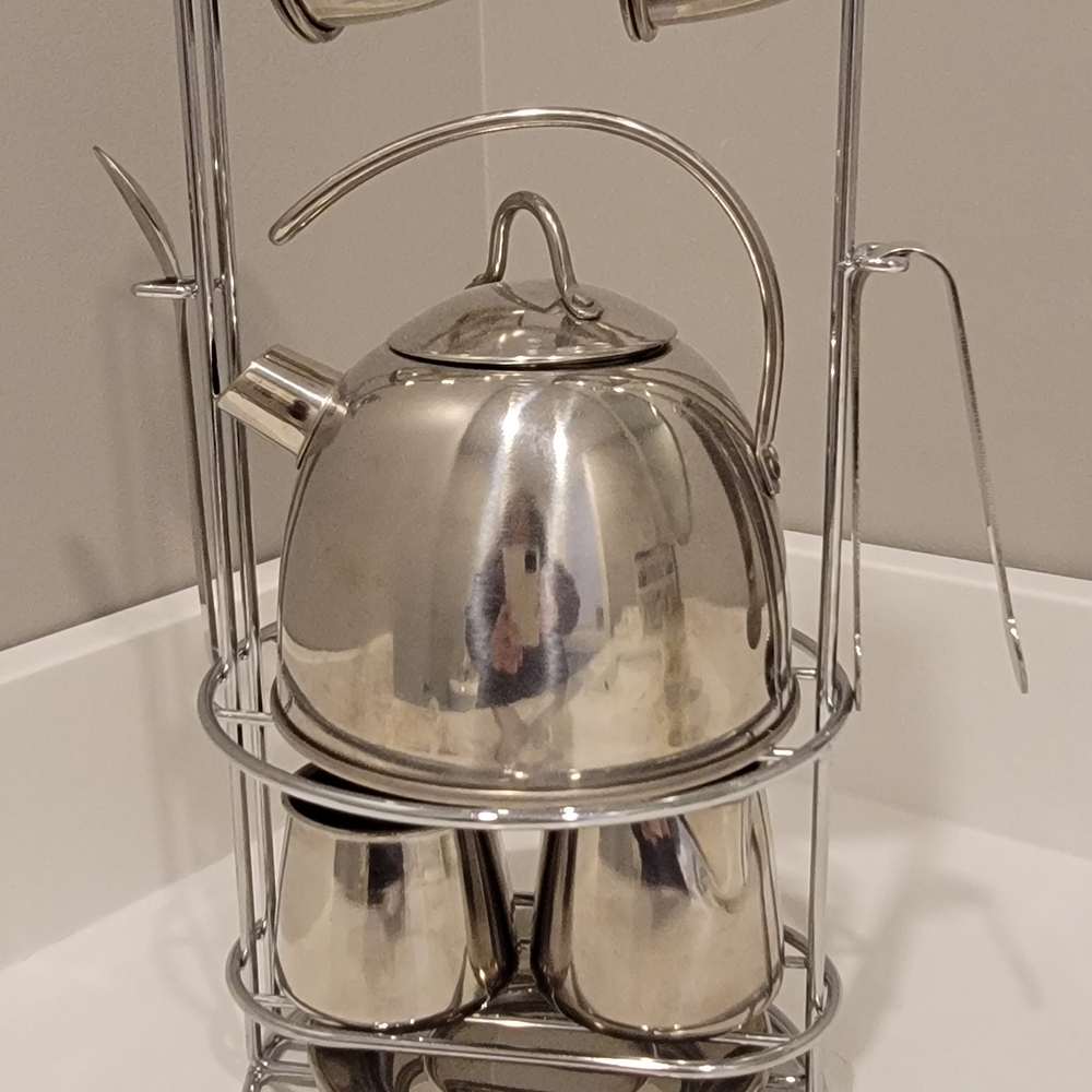Melissa & Doug Child's Stainless Steel Tea Set with Stand